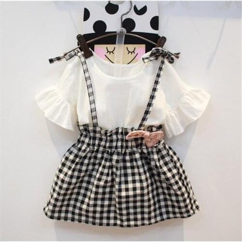 Girls Clothing Suit Summer Girls Clothes Lace T-shirt + Skirt Kids Girls Clothes Set Children Clothing