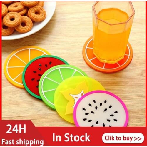 Lemon Orange Watermelon Coaster Fruit Shape Silicone Cup Pad Slip Insulation Pad Table Decoration Cup Mat Pad Table Decoration