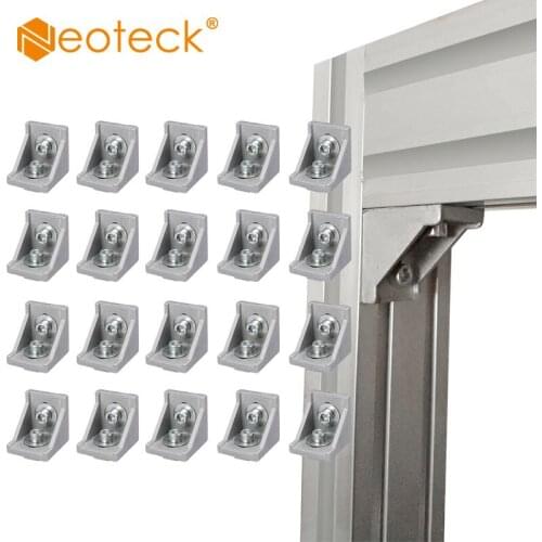 Neoteck 20Pcs Angle Bracket Fastening Material 40x40 & 40x80 Slot 8 Grid Struts Aluminum Profile Aluminum