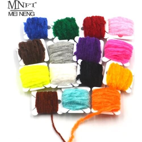 MNFT 2 Cards Fishing Flies Tying Body Material Fly Tying Tinsel Chenille For Woolly Bugger Worms Rayon Chenille Yarn Fly Fishing