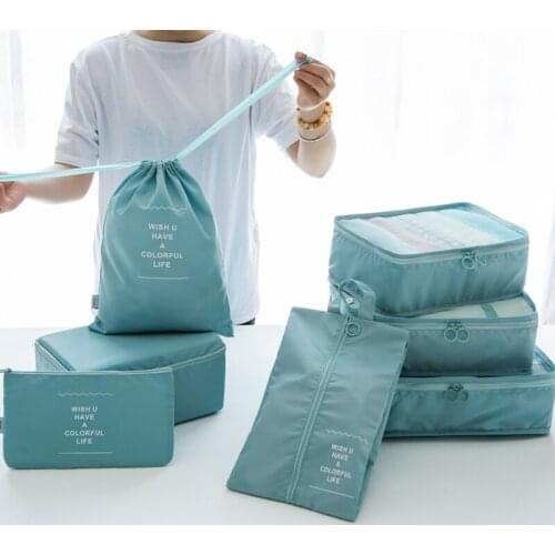 6PCS Travel Storage Bag Set For Clothes Tidy Organizer Wardrobe Suitcase Pouch Travel Organizer Bag Case Shoes Packing Cube Bag