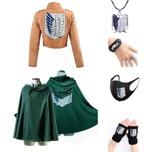 On Sale Anime Attack on Titan Cloak Shingeki no Kyojin Scouting Legion Aren / Levi Capes Cosplay Costume
