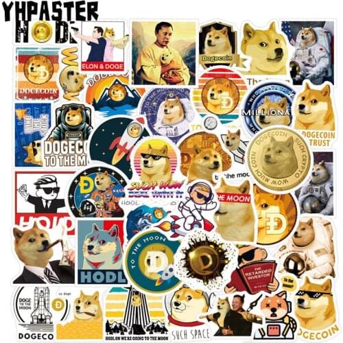 10/30/50PcsDogecoin Virtual Tip Currency Stickers For Suitcase Laptop Luggage Motorcycles Phone Skateboard Toys DOGE Pegatinas