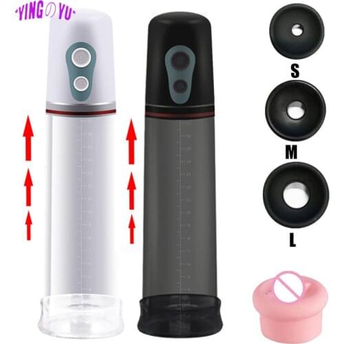 Electric Penis Pump Cock Ring Penile Vacuum Pump Extender Dildo Enlargement Enhancer Massager Sex Toys for Men Male Masturbator