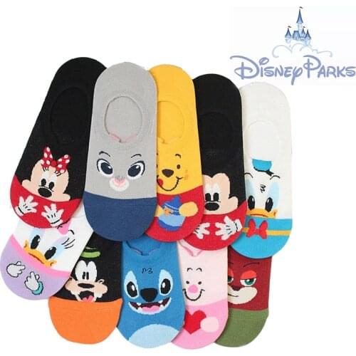 Disney Women Socks Cartoon Breathable Soft Short Socks Disney Summer Mouse Cat Duck New Creative Pattern Street Trend Style