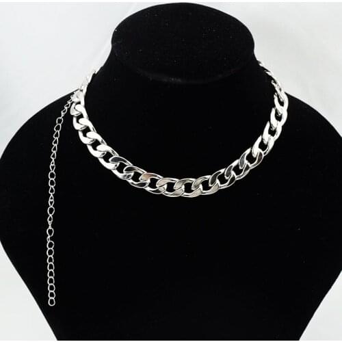 Punk Rock Stainless Steel Thick Chain Choker Necklace 36+20cm Hip Hop Necklaces Stylish Women Men Jewelry Mujer Colar Collier