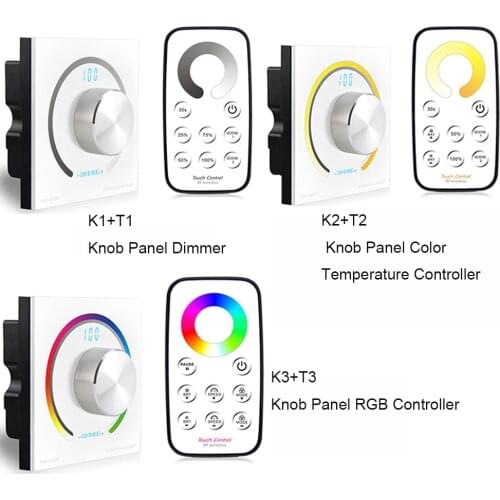 DC12V 24V Switch Wall-Mounted Knob Panel Dimming LED Controller For Single Color /Color Temperature/RGB LED Strip