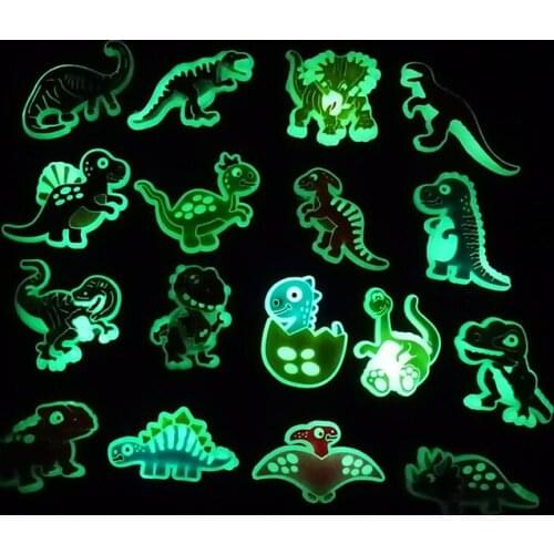 1pcs Dinosaur Luminous Shoe Charms Clog Accessories Tyrannosaurus Stegosaurus Fluorescent Glowing in the Dark Shoe Decorations