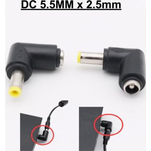 DC Power Adapter Connector 5.5mm x 2.5mm Male Plug Right Angle To 5.5x 2.5mm Female For Laptop