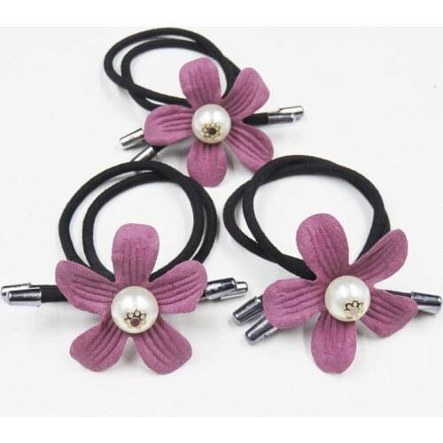 10PCS/LOT Creative Purple Flower Balls Elastic Hair Bands For Girls Bohemian Scrunchy Fashion Kids Hair Accessories For Women