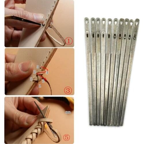 Hand Sewing Needle Diy Leather Sewing Craft Tool Leather Knitting Needle Double Hole Leather Rope Lace Needle For Leather Cords