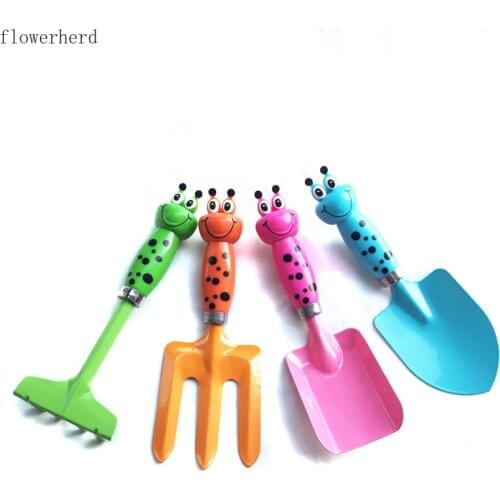 Gardening Tool Four-piece Childrens Cartoon Beach Sand Digging Tool Multi-function Shovel Rake Spade Plant Flower Shovel