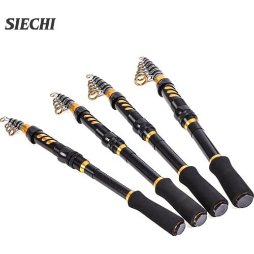 SIECHI NEW 1.5m1.8m 2.1m 2.5m Carbon Fiber Fishing Rod Portable Spinning Pole Telescopic Fishing Rod