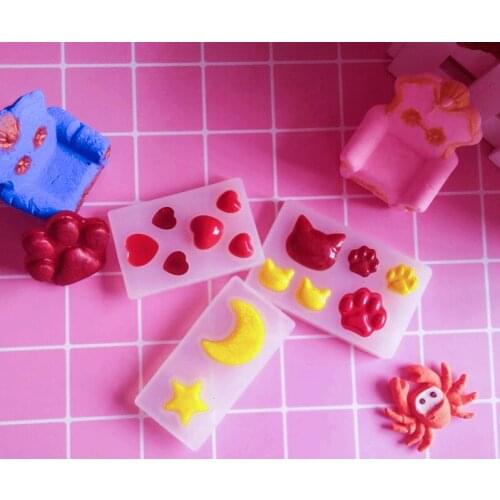 DIY Cat Bears Paw Love Star Moon Silicone Mold Jewelry Pendant Mold