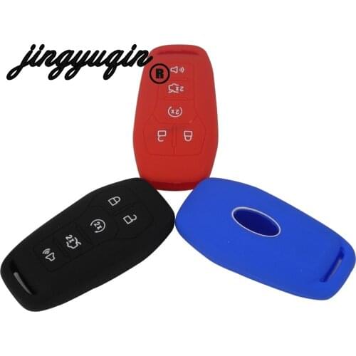 Jingyuqin 2 Buttons Silicone Car Key Case Fob For FORD EXPLORER Fusion Mustang F150 For Lincoln MKZ MKC Smart Key Car-styling