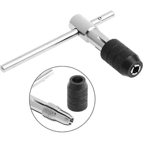 T-Handle Tap Wrench Chuck Type Capacity M3-M6 1/8"-1/4" Adjustable Tap Wrench Tapping Threading Tool