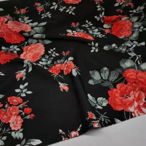 2021 Fashion Printed Polyester Fabric Women Dress Trousers Crepe Craft Floral Tissue