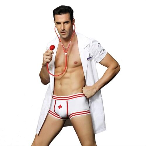 High quality sexy lingerie for men sexy doctor costumes white role-playing costume for party hot erotic doctor man