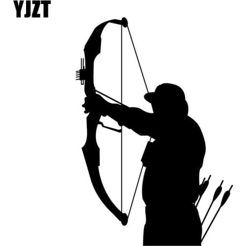 YJZT 10.7CM*15.4CM Bow Arrow Hunt Hunting Truck Window Vinyl Decal Car Sticker Black Silver C10-02258