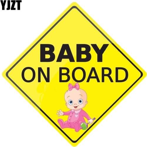 YJZT 14CMX14CM BABY ON BOARD Interesting Warning Signs Personalized Car Stickers Reflective Decals C1-6067