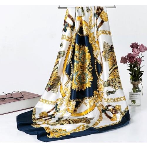 Women Silk Scarves 90*90cm Large Square Satin Silk Like Lightweight Scarfs Hair Sleeping Wraps for Women Bandanas S9A9142