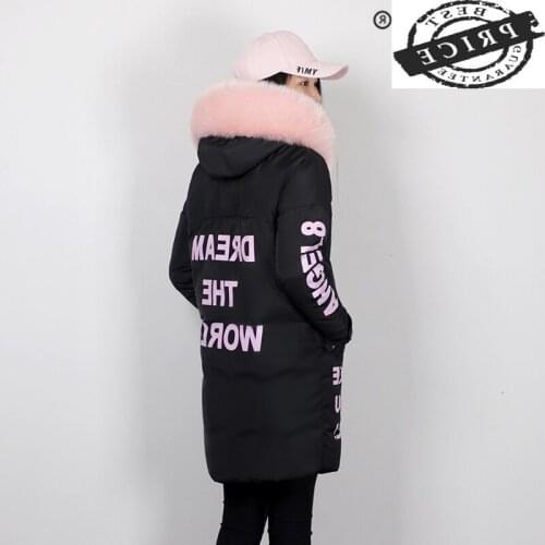 Thick Warm Womens Down Jacket Large Fur Hooded Clothes 2021 Korean Duck Down Coat Female Long Down Parka Hiver 1a10a