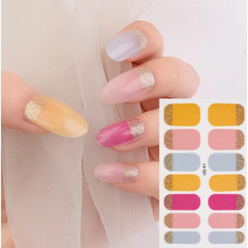 1 Sheet Colorful Full Cover Nail Art Nail Sliders Decor Polish Stickers Glitter Stickers for Nail Beauty Care Manicure