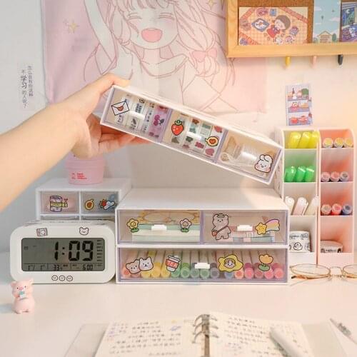 2021 New Dormitory Desktop Storage Box Drawer Type Cosmetic Stationery Lipstick Finishing Office Desk Shelf desk organizers