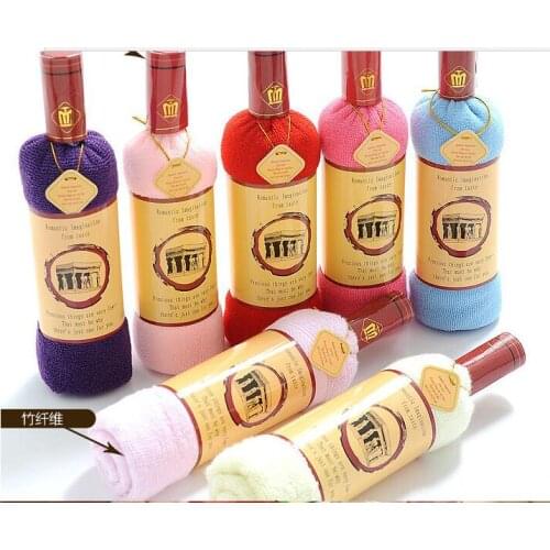 2021 Towel Wine Bottle Shape Washcloth Towel Gift solid soft cotton towel face hand towel 30*70cm box package