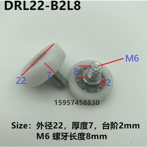 5pcs M6x8m thread rod flat wheel tin cabinet furniture wheel track wheel plastic bearing drawer pulley roller