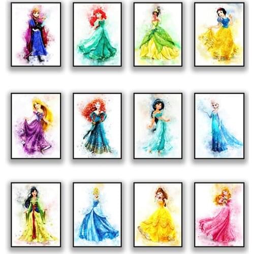 5D DIY Diamond Painting Disney Cartoon Princess Diamond Embroidery Cross Stitch Kits Picture of Rhinestones Home Decoration