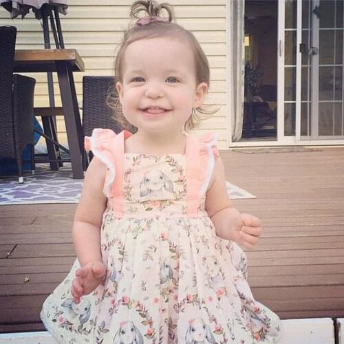 Baby dress for girls Easter Day Backless Ruffle summer sleeveless dress girls pincess vestido clothes kids dresses for girl CF