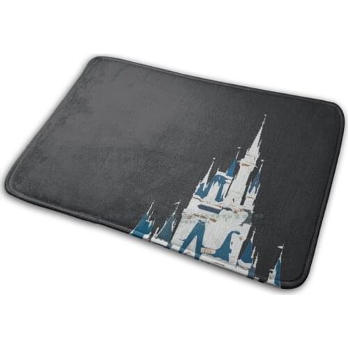 Magic Castle Satin Black Mat Rug Carpet Anti-Slip Bedroom Entrance Door Mat Gray Warm Castle Magic World Princess Iconic Cool