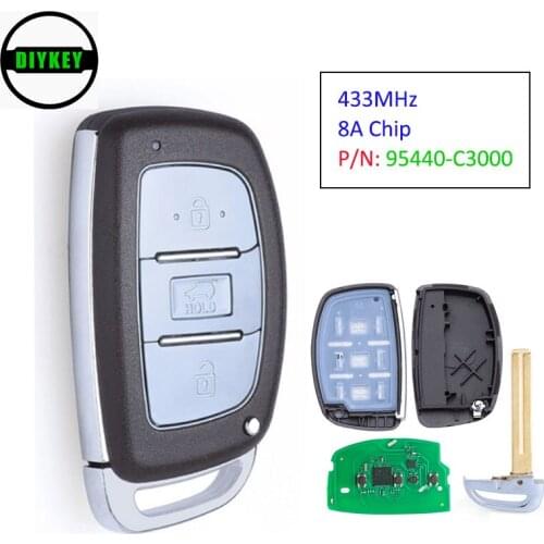 DIYKEY Smart Remote Key Replacement FOB 3 Button Transmitter 433MHz 8A Chip for HYUNDAI SONATA Since 2015 P/N: 95440-C3000