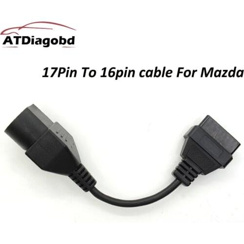 For Mazda 17 Pin To OBD 2 OBD II Cable 16 Pin Connector Diagnostic Tool 17pin to 16pin Adapter Extension Cable
