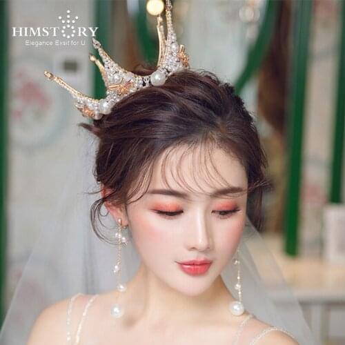 HIMSTORY Trendy Crystal Bowknot Crown Princess Tiara Wedding Hair Accessories Round Crown For Princess Girl Hair Ornament