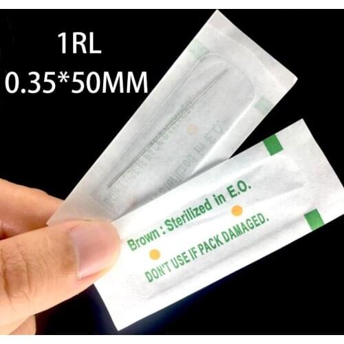 Disposable 100Pcs Sterilized Professional Tattoo Needles 1RL For Tattoo Eyebrow Pen Machine Permanent Makeup machine 0.35x50mm