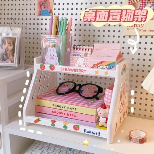 Korean Concise Desktop Stationery Multi-layer Storage Rack Simple Shelf Accessories Organizer Office School Supplies