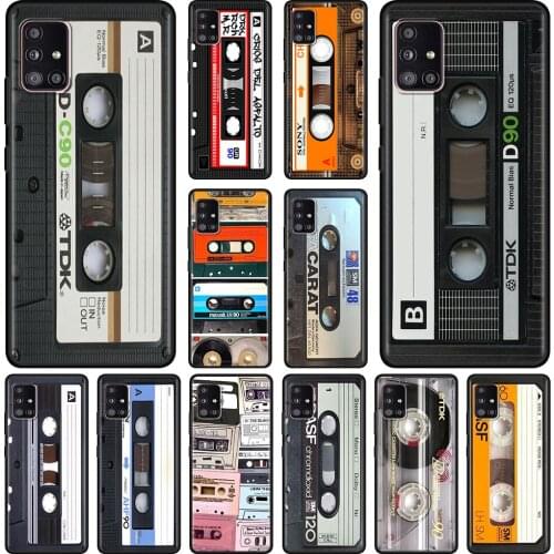 Retro Cassette Tapes Black Case For Samsung A51 A21s A71 A12 A31 A52 A41 A32 A02 A11 Soft For Galaxy A72 A32 A42 A01 A91 A21