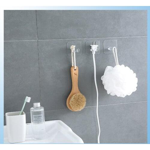 Adhesive Multi-Purpose Anti-skid Hooks Kitchen Bathroom Mop Brush Broom Plug Holder Home Storage Wall Mounted Hooks