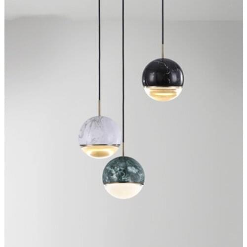 Creative crystal ball design pendant lamp Post-modern art marble restaurant bar room bedside decor led hanging light fixtures