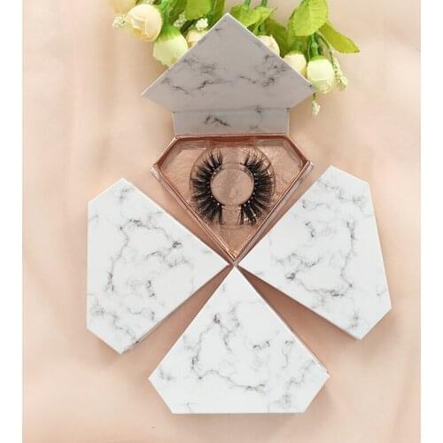 Mink Lashes 25mm 5D Eyelashes Marble Diamond Lashes Packaging
