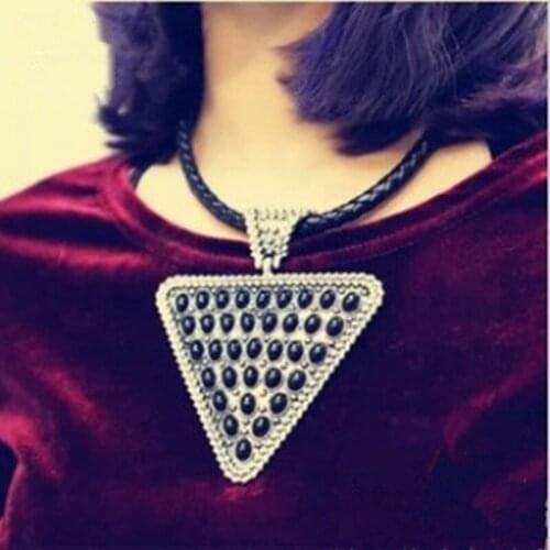 New Europe and the United States exaggerated retro super large geometric triangle necklace