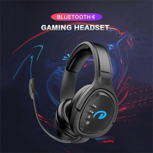 New head-mounted LED wireless Bluetooth headset HD dual mic HiFi Bluetooth wired two-in-one game music headset
