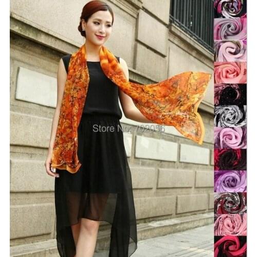 New arrival 100% silk scarf wrap shawl wholesale Retails Sarongs Hijabs Bandanas womens MIXED 170*50cm #3774