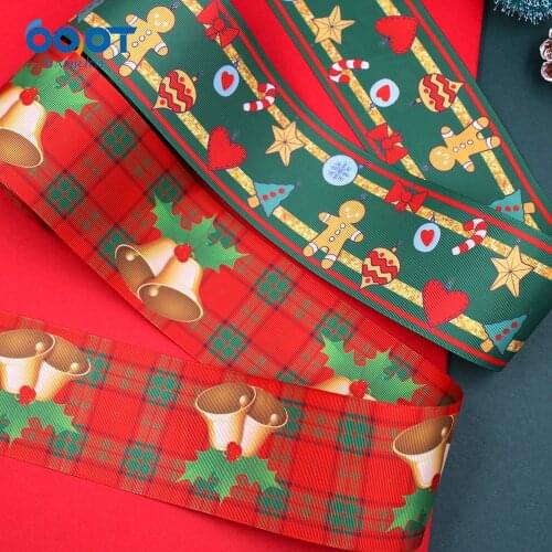3"(75mm) 2Yards Christmas Double Sided Cartoon Grosgrain Ribbons,Bow Cap Accessories Party Gift Wrap DIY Handmade 201031-7