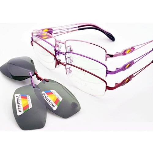 Half Glasses Eyeglasses Frame women Pink Belt Magnet Myopia Clip Purple Glasses Polarized Sunglasses Wine Red Uv Protection