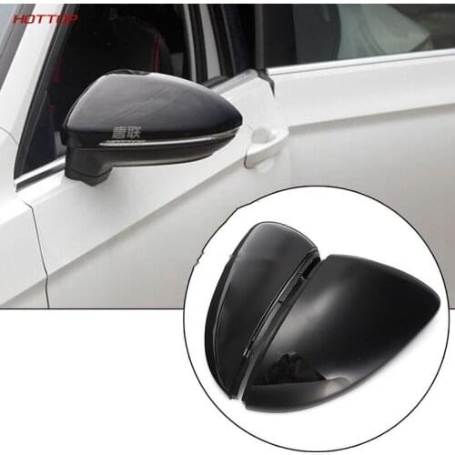 Pair Rearview Mirror Cover Side Wing Rear View Mirror Case Covers Glossy Black For Vw Volkswagen Golf 7 Mk7