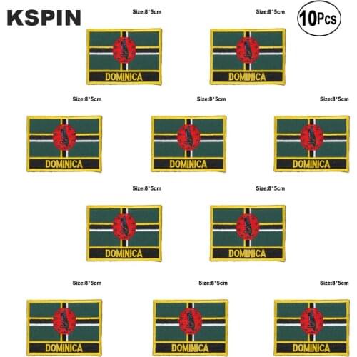 Dominica Flag Embroidery Patches Iron on Saw on Transfer patches Sewing Applications for Clothes in Home&Garden