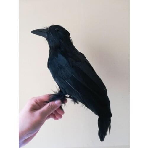 Feathers crow bird about 30cm black crow Halloween prop toy model home decoration gift h1002
